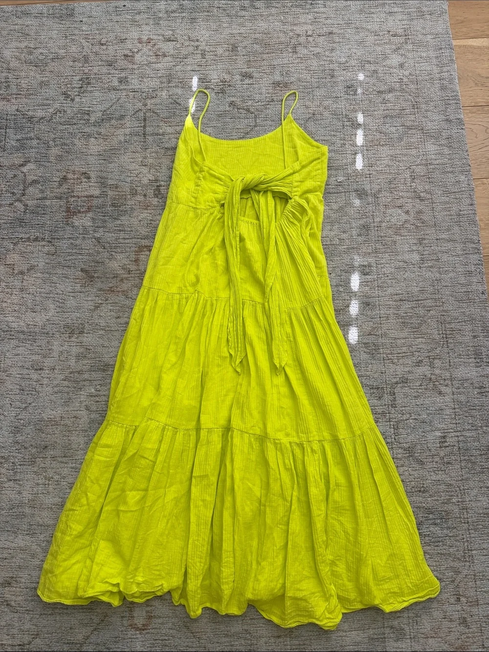 J. Crew Neon Yellow Tiered Spaghetti-Strap Maxi Dress